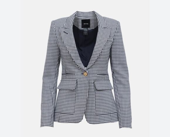 Smythe Jackets & Blazers - Smythe Classic Duchess Wool Blazer Gingham Check Navy White Size 2